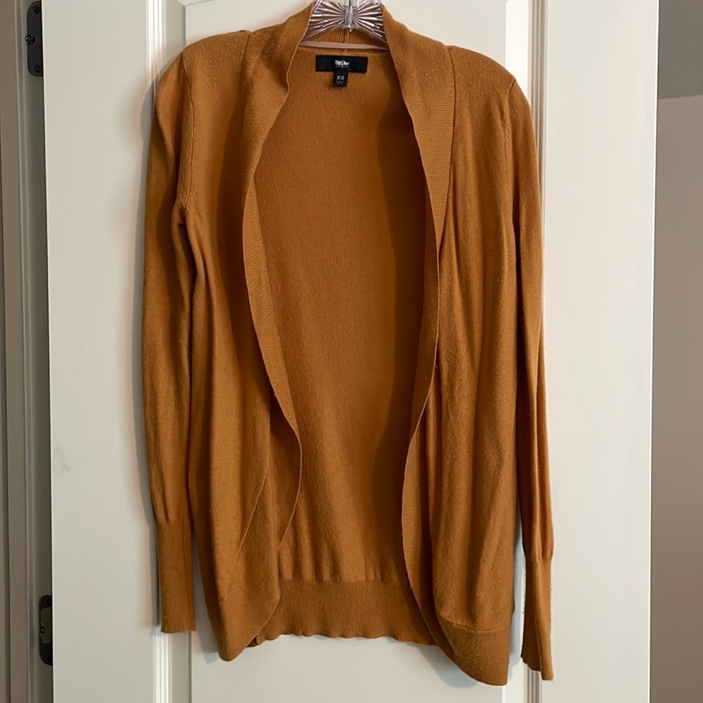 Mossimo mustard long open cardigan sz XS